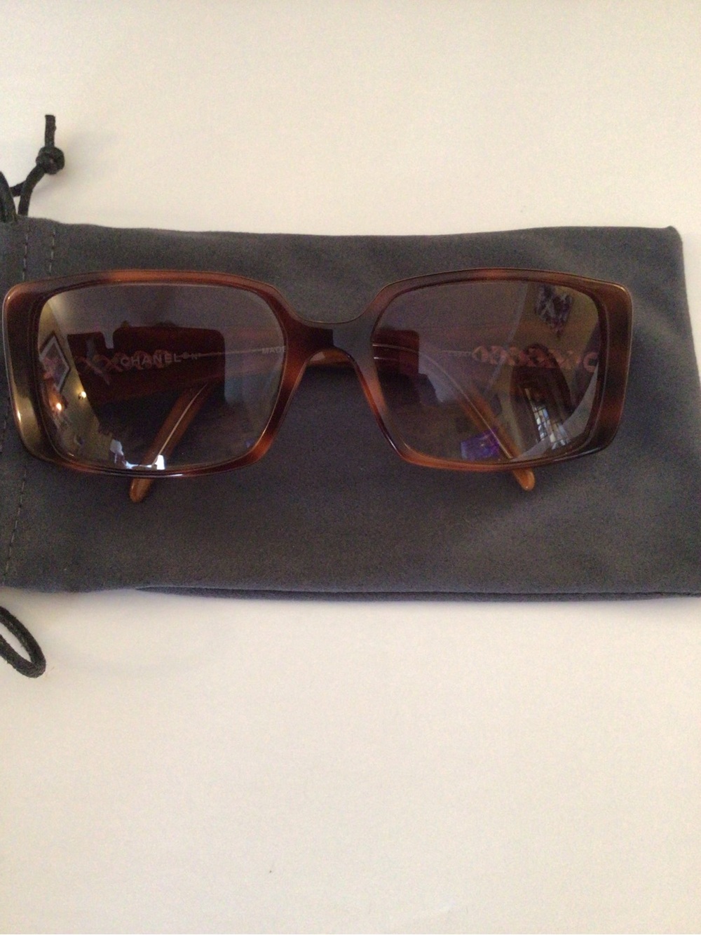 CHANEL Brown Gradient Rectangular Sunglasses